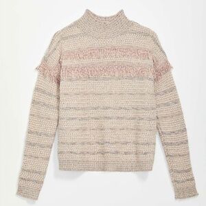 LOFT Fringe Mock Neck Sweater